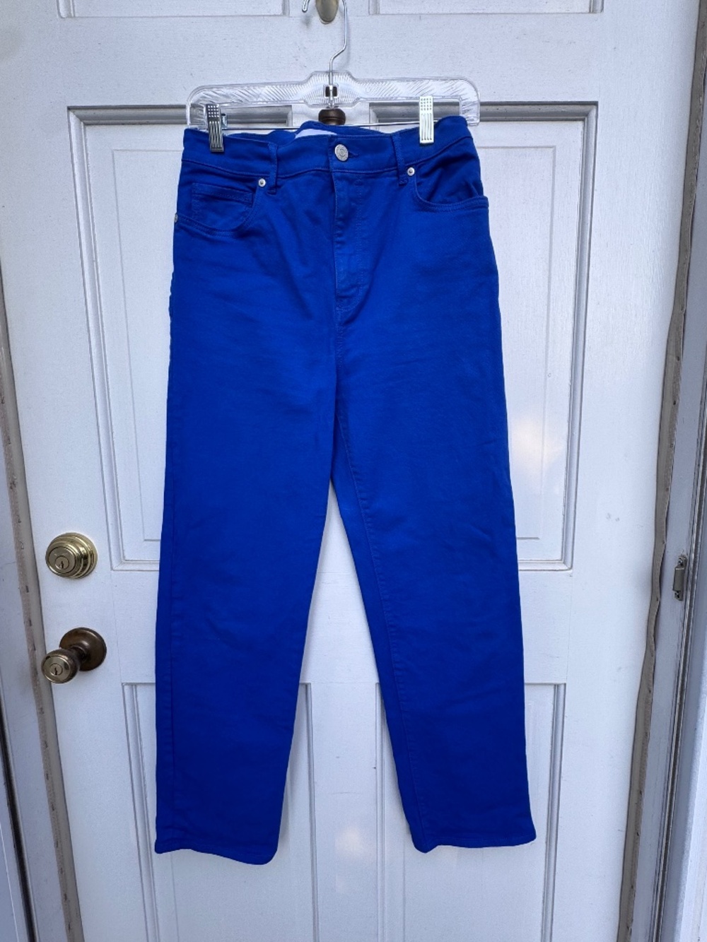 LOFT The Straight Jeans Size 26/2 Cobalt Blue Stretch Cotton 5 Pocket